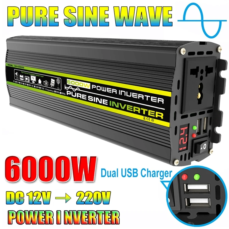 6000W DC12/24V to AC 220V Pure - огляд і ціна Outdoor Power Inverter