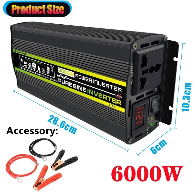 6000W DC12/24V to AC 220V Pure - огляд і ціна Outdoor Power Inverter